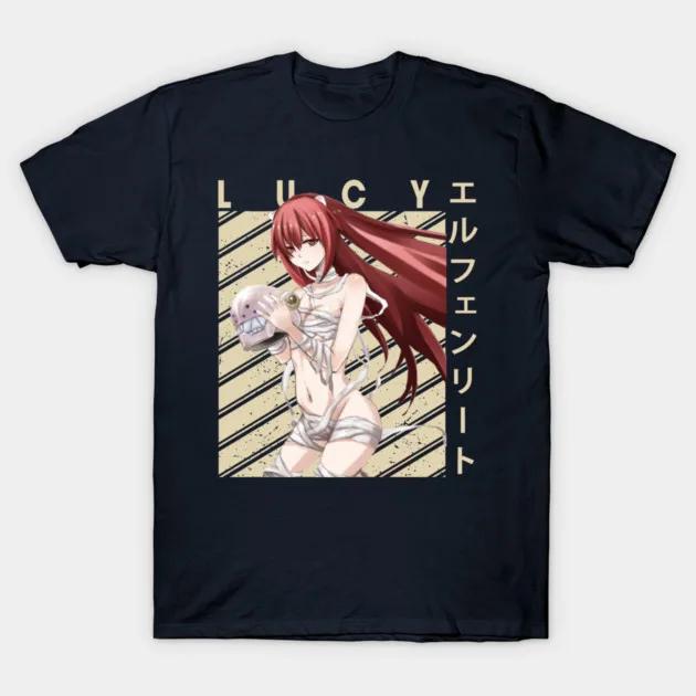 Elfen Lied Одежда с принтом Персонажа Одежда на весь год Оверсайз Новая модель Футболка Одежда с принтом Y2k Короткий рукав Классическая футболка