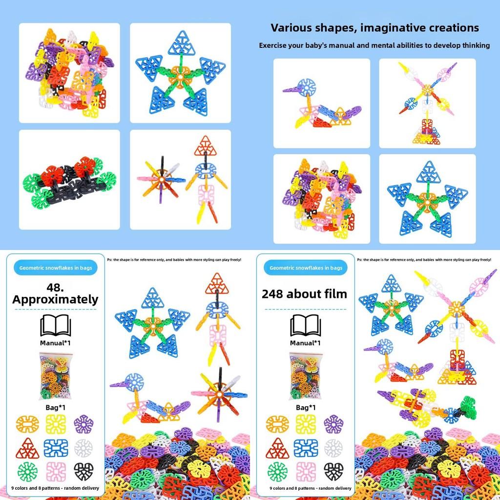 Geometric Snowflake Building Blocks Set For Kids With Developmental Educational Toy For Ages 3 To 6