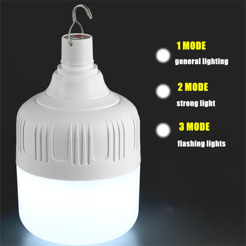 Camping LED Light Outdoor Portable LED Bulb 7W 20W 40W 80W 100W USB Rechargeable Lanterns Lights With Hook Emergency LED Lamp
