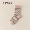 3 Pairs of Female Autumn and Winter Super Thick Warm Anti Cold Hair Ring Retro Pattern Wool Socks