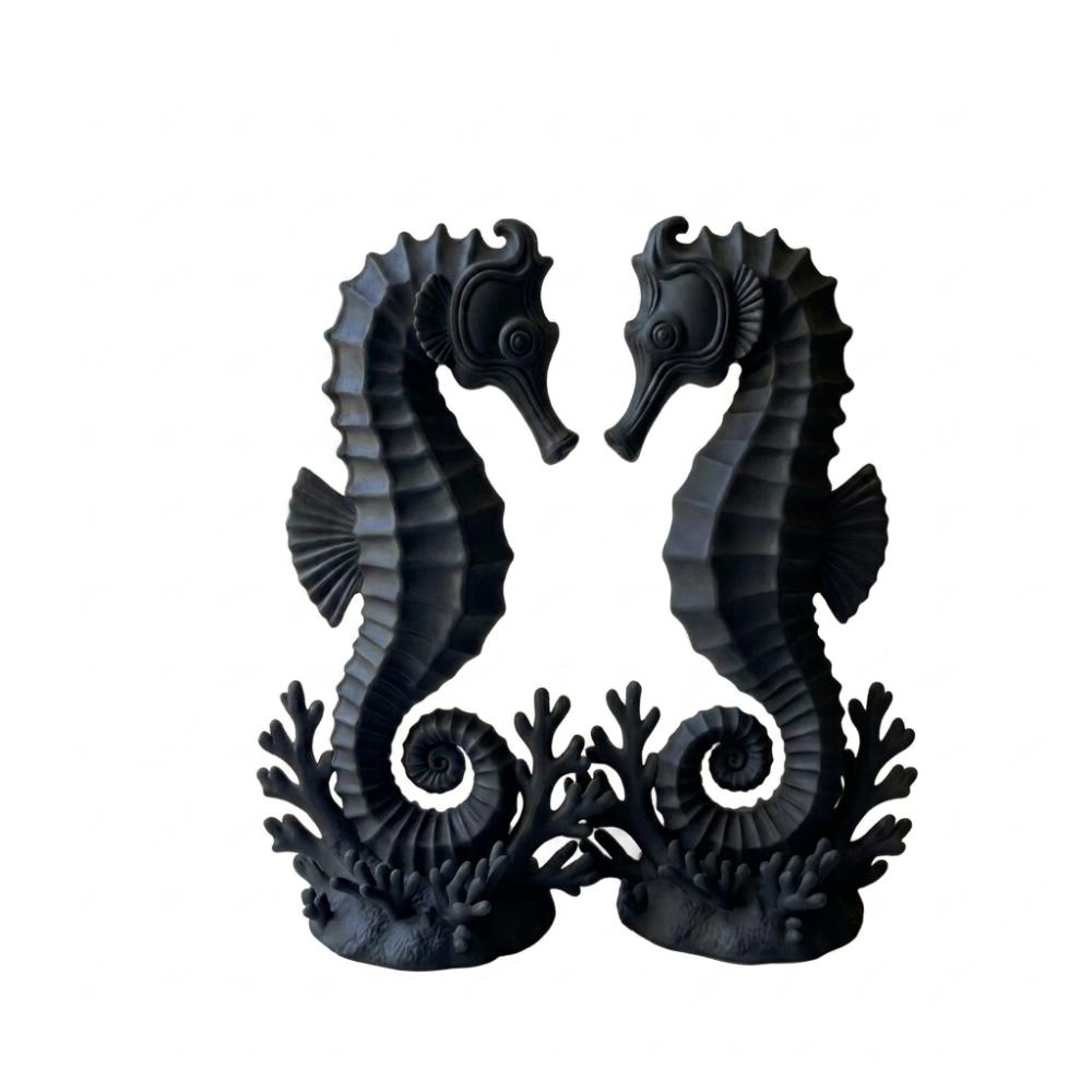 2PCS Minimalist Coral Base Seahorse Statue Double Seahorse Seahorse Table Decor  Gift Giving