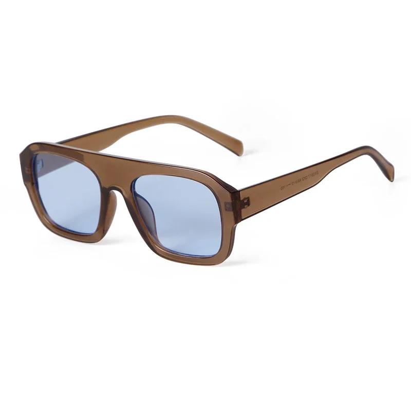 STORY Модные Плоские Сверху Большие Квадратные Солнцезащитные Очки Женские Мужские Новый Дизайнер Трендовые Леопардовые Синие Линзы Оверсайз Солнцезащитные Очки S3917