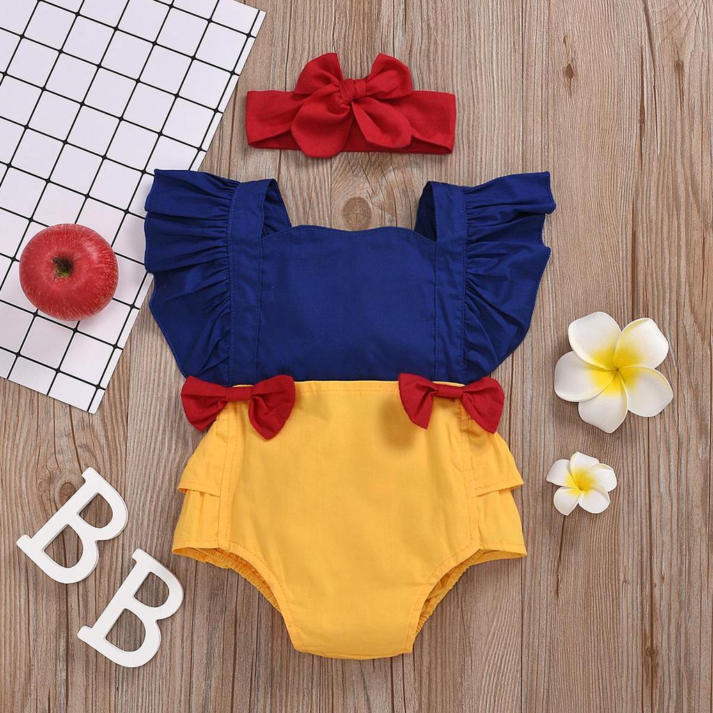 Summer Baby Girls Sleeveless Romper Jumpsuit+Headband 2PCS Set