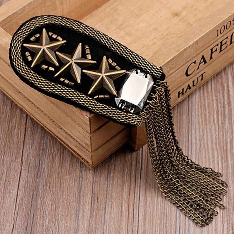 1 шт. Винтажная пятизвездочная кисточка на цепочке значки на погонах бисер ткань металлический эполет военный значок на броши медаль