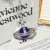 Vivienne Ожерелье ORB цвета «Ледниковый синий» - Женский европейский и американский стиль 3D кулон в виде планеты Сатурн