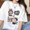 Hot Summer Labubu Print Women Short Sleeve T-shirt Casual Fashion Clothing Girl Cartoon Cute Anime Printed Tops