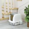 Stainless Steel Cat Litter Box with Lid, for Cats, Enclosed Cat Litter Box with Flip Cover, Scoop