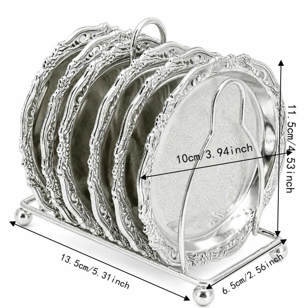 1set Round Shap Drink Coasters 3.94in Decorative Coasters European-Style Metal Coasters For Home