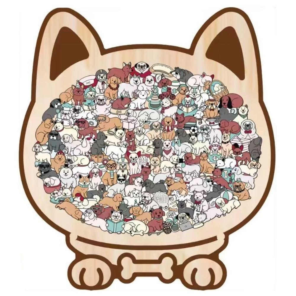 Animal Shape Dog Shaped Puzzle Thinking Training Children's Puzzle Puppies Wooden Puzzle  Kids Toy