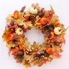 18 Inch Fall Wreath for Front Door Autumn Artificial Wreath with Pumpkin Maple Leaves Berries Pine Cones for Thanksgiving