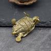 Retro Brass Tortoise Ornaments Mini Copper Turtle Figurines Longevity Animal Sculpture Tea Pet Desktop Decor Fengshui
