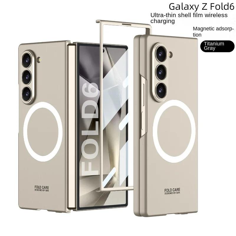 Магнитный чехол для телефона с беспроводной зарядкой для Samsung Galaxy Z Fold 6 5 4 3 Fold6 Fold5 Fold4 Fold3 5G Hard Shell Защитный чехол