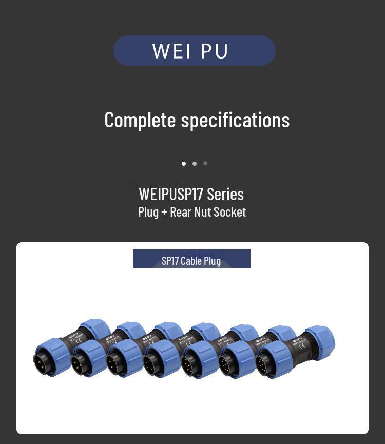 Weipu SP17 4-контактный авиационный штекер, комплект розеток с гайкой, водонепроницаемый разъем IP67