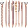 Набор шариковых ручек 8 шт. Rose Gold - Стильные металлические ручки с хрустальными акцентами - Идеально для студентов, офиса, подарков, роскошная ручка