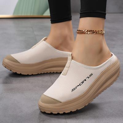 Полутапочки с круглым носком Женские Легкие Туфли на плоской подошве Противоскользящая Обувь для повседневной ходьбы Слипоны Модные Туфли на платформе