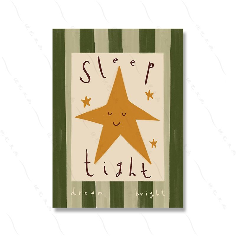 You Shine Bright Quote Prints Sleep Tight Wall Art Canvas Painting Star Moon Sun Nursery Pictures for Kids Play Room Decor