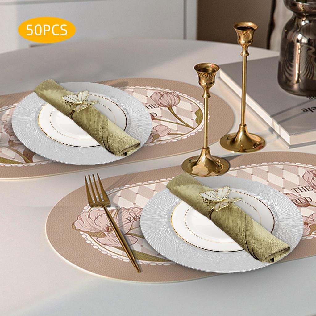 Набор из 50 серебряных подстановочных тарелок - Круглые современные одноразовые тарелки для свадьбы, вечеринки, банкета - Элегантные сервировочные подносы из ПП-пластика