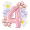 Набор из 7 розовых шаров с ромашками и цифрами, винтажные матовые ромашки, садовая вечеринка, свадьбы, годовщина, украшения на день рождения, украшение дома