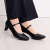 Himiko 5cm Heel Square Toe Strap Pumps/600004 Black 230