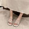 Rhinestone Open-toe Slippers Women's Summer 2025 Fashion Versatile and Comfortable French Temperament Women's Summer Wear New Models