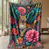 Leopard Roses and Bows Theme blanket Lightweight Warm Flannel Blanket Decorative Throw Blanket for Home Decoration