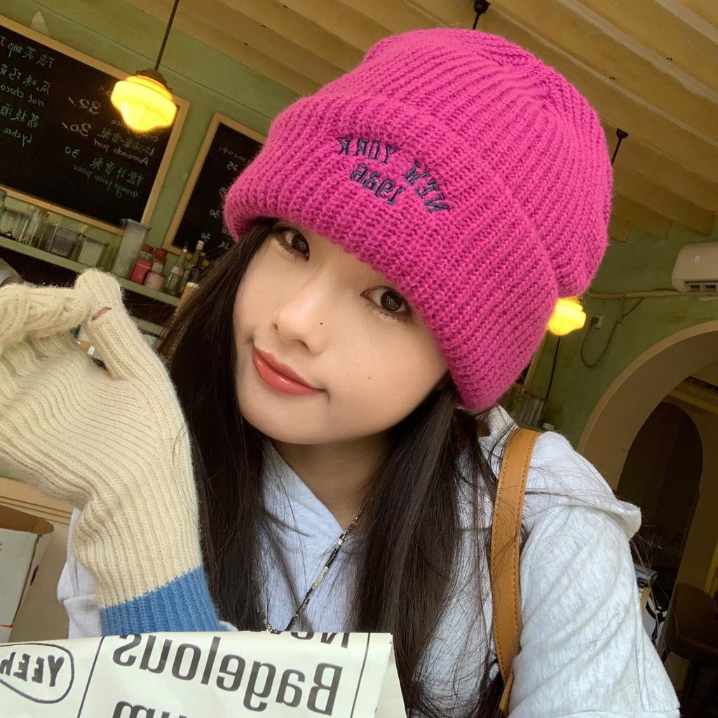 Модная вязаная шапка осенне-зимнего стиля, утолщенная теплая, для большого обхвата головы, подчеркивающая лицо, маленькая шерстяная шапка-пуловер с защитой ушей