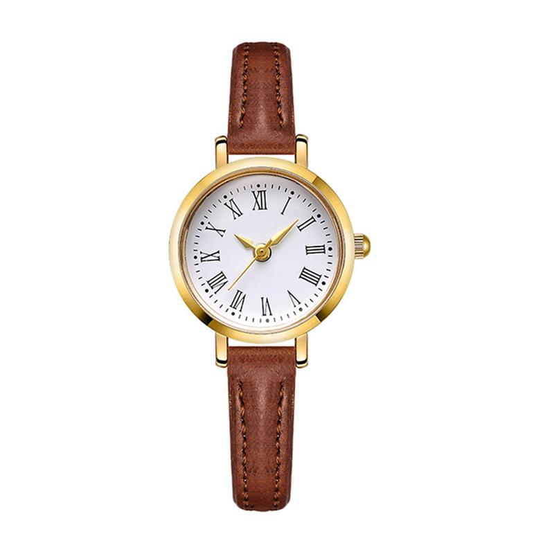 Retro Minimalist Women's Quartz Watch - Thin Leather Strap, Roman Numerals