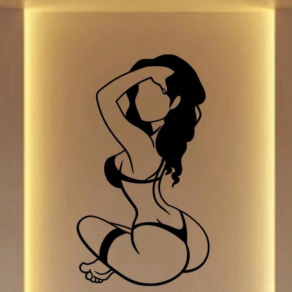 1 часть металлической настенной декоративной картины - абстрактный силуэт женщины в бикини в черно-белом цвете