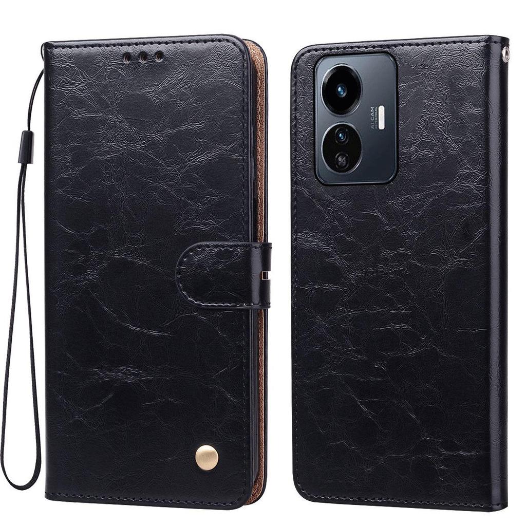 Винтажный чехол-бумажник из ПУ кожи с текстурой Crazy Horse для Vivo Y77 5G, держатель для карт, подставка, противоударный защитный чехол