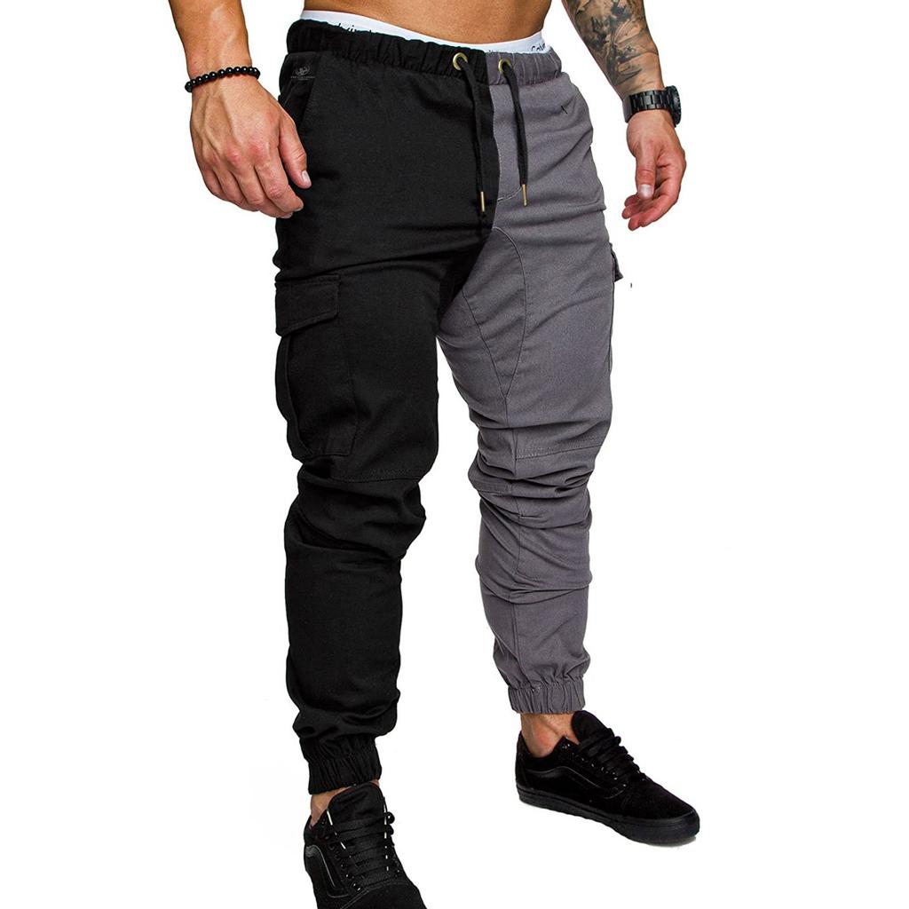 Мужские модные повседневные брюки с эластичной резинкой, свободные хлопковые брюки в стиле пэчворк