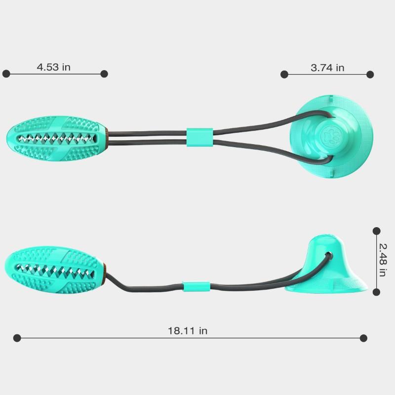 1PC Dog toys with suction cups, pull ropes, food-dispensing balls, and TPR pet teething toys.