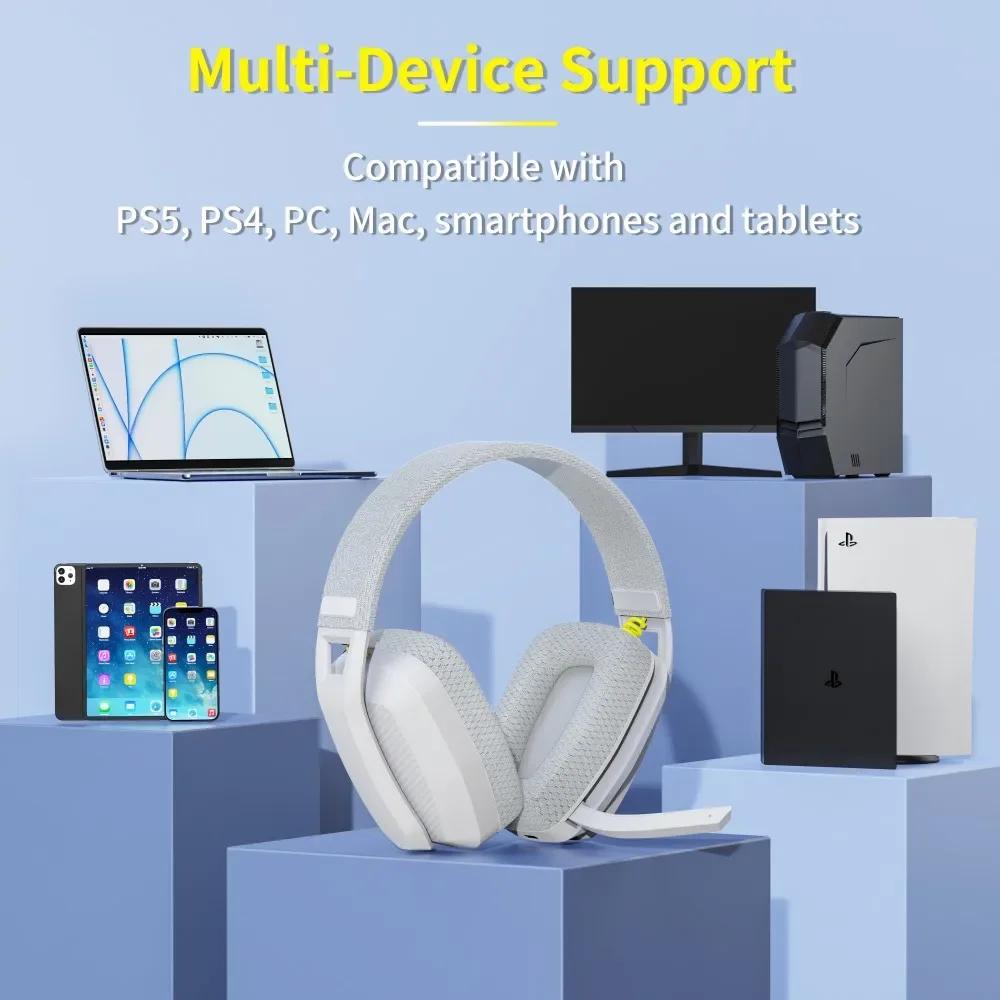 BINNUNE BW06 Беспроводная игровая гарнитура 2,4 ГГц Bluetooth с микрофоном для PS5 PS4 PC Mac Playstation Беспроводная игровая гарнитура с микрофоном
