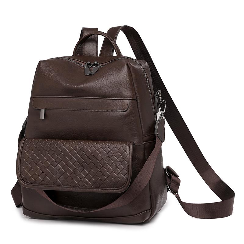 Commuter Backpack Large Capacity Women's Soft Leather Backpack