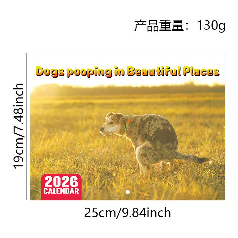 Календарь на 2026 год с какающей собакой - Месячный планер и органайзер расписания на год, Настенный календарь, Смешные прикольные подарки для друзей