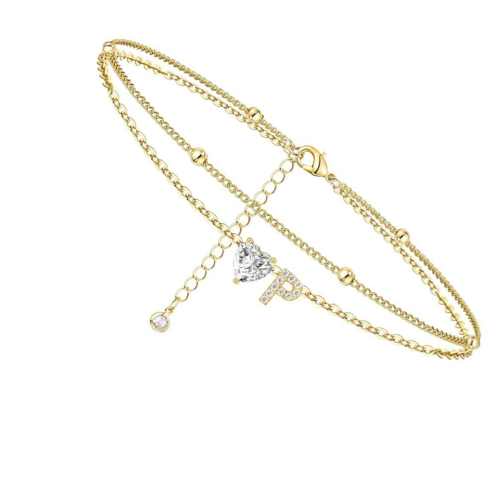 Инициал Сердце Ножной браслет Сердце Буква Ножной браслет Персонализированная монограмма Ножной браслет1 шт