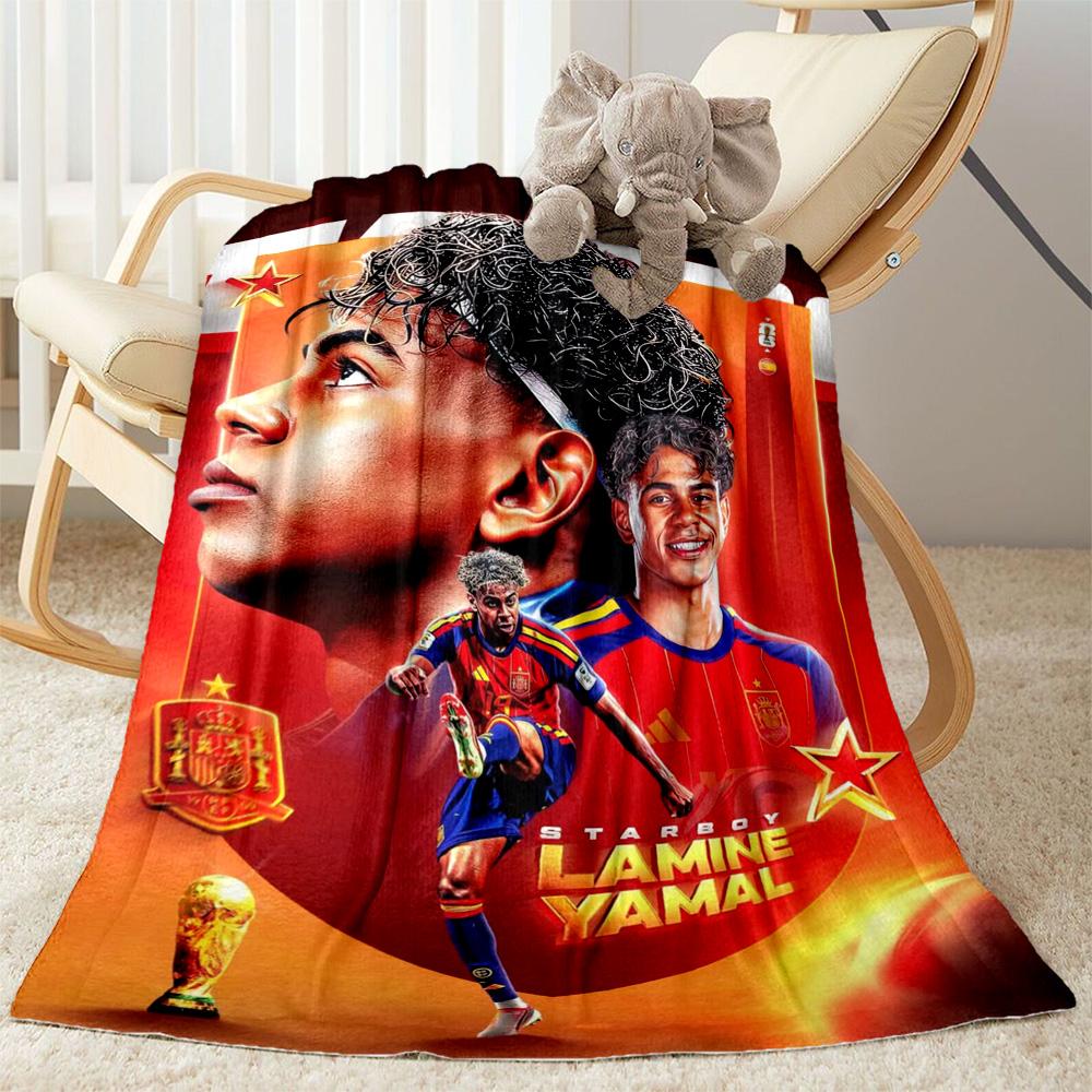 Lamine Yamal's Football Journey Blanket Soft & Cozy Perfect for Office Chair Picnics Office All-Season Use Digital Print