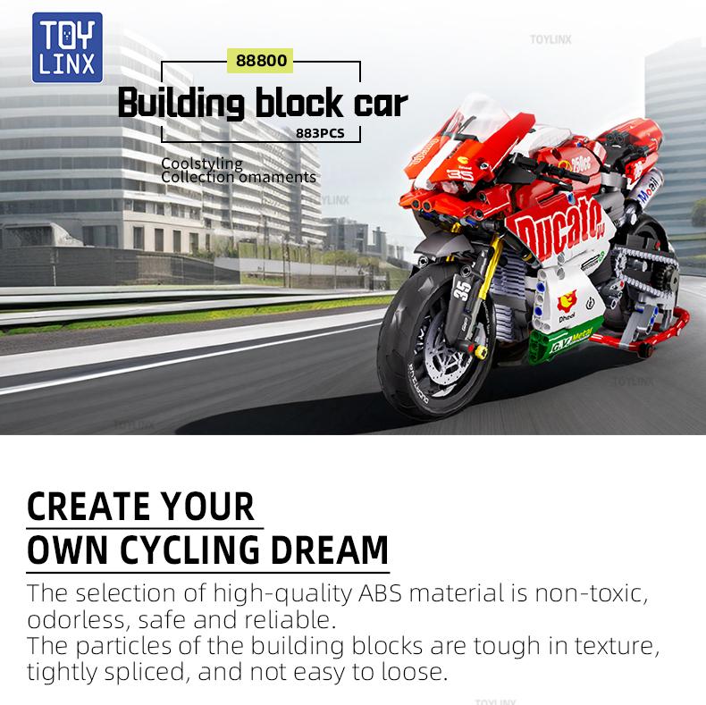 ToylinX 883 детали Коллекционная модель мотоцикла для сборки Большой набор для сборки мотоцикла Идея подарка для взрослых