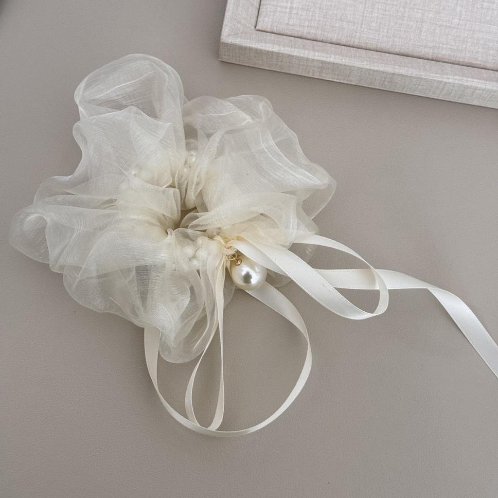 Large Big Elastic Hair Bands Scrunchie Accessories for Girls Women Korean Ties Bow Designer Vintage Pearl Popular New In Fashion
