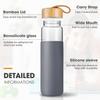 Yomious 20oz Borosilicate Glass Water Bottle with Silicone Sleeve, BPA-Free, Dishwasher Safe, Reusable Clear Glass Drinking Bottle with Leak-Proof Bam