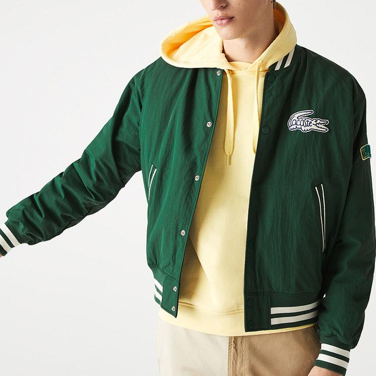 LACOSTE Baseball Jackets Men's Green Baseball Collar Moderate BH2798-PQK