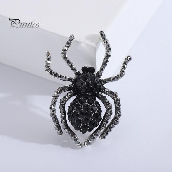 Брошь-паук, блестящий декор со стразами, реалистичная форма паука, украшение для воротника одежды, антикоррозийный сплав, легкая одежда, ювелирные изделия, женский подарок