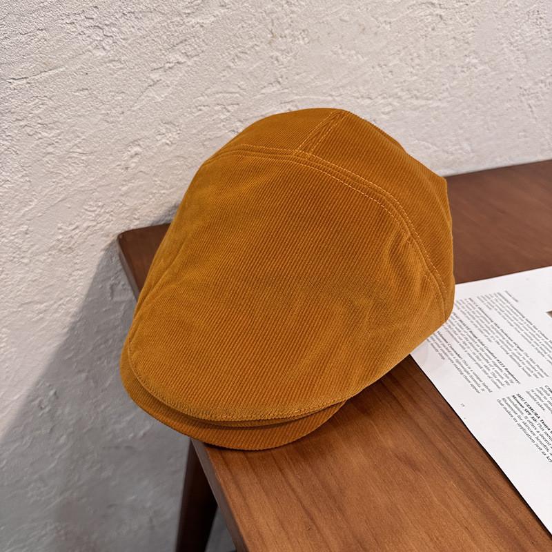 Corduroy Classic Solid Color Beret Cap With Warmth Sunshade For Gift Winter
