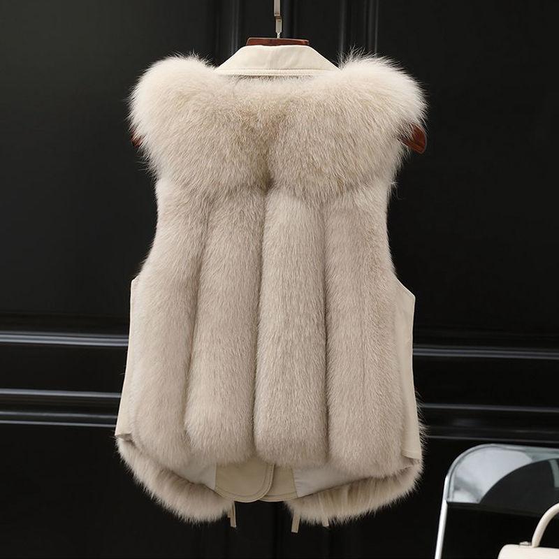 Women's Autumn and Winter Plus Size Padded Short Waistcoat Lapel Outer Wear Shoulders Loose Leisure Warm Sleeveless Cardigan Outerwear