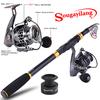 Spinning Fishing Rod and Reel Combos Telescopic Fishing Pole Spinning Reels with Free Line Spool