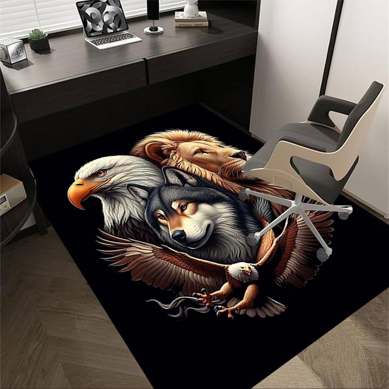1PC Eagle Lion Wolf Non-Slip Floor Carpet Compatible for Office&Living Room&Dining room - Flat-Weave Machine- Soft & Pattern-E280