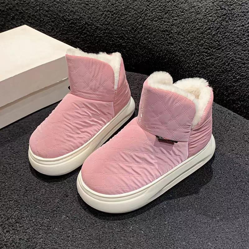 Winter Thickened Cotton Uppers and Bread Shoes Warm Cotton Boots Plus Down New Snow Boots for Women Medium and Short Tube