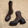 High Heels Women Ankle Boots Fashion Chunky Dress Shoes Winter Pumps Chelsea Boots New Leather Elegant Walking Mujer Botas