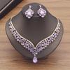 Gorgeous Purple Crystal Wedding Dress Choker Necklace Sets for Women Bridal Jewelry Sets Earrings Dubai Jewelry Sets Fashion