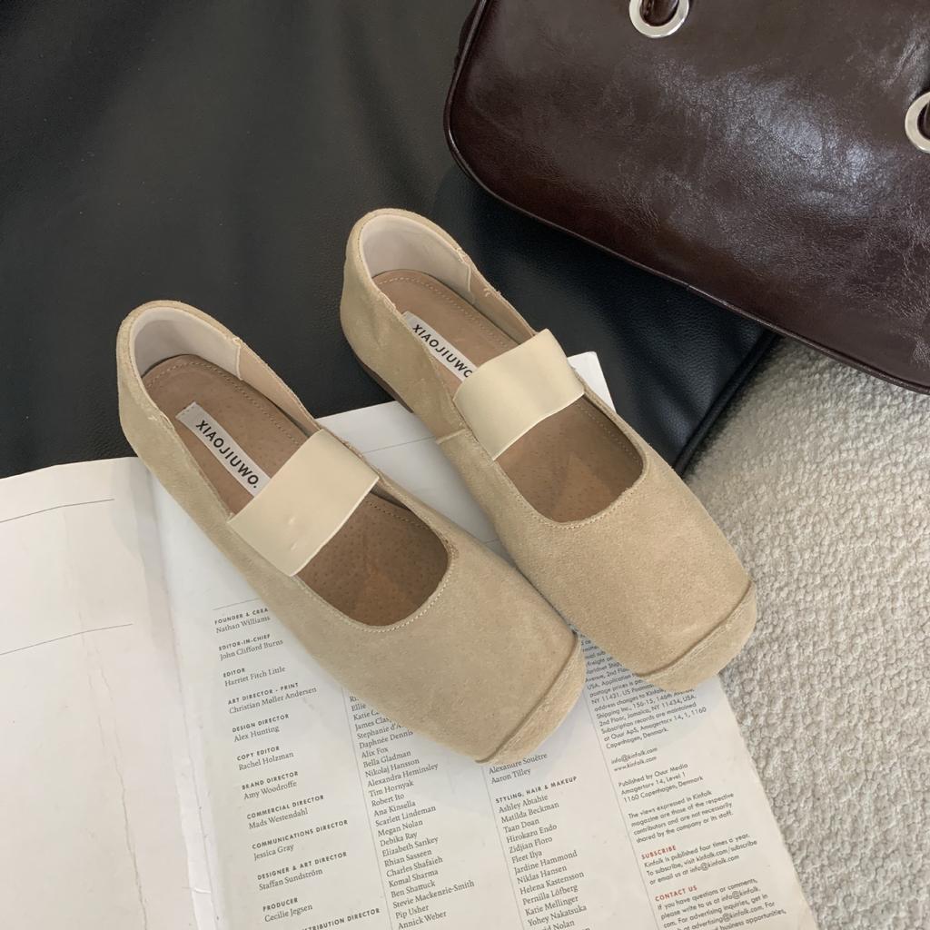 French Retro Mary Jane Shoes Women's 2025 Autumn and Winter New Square Head with Velvet Shallow Beanie Shoes