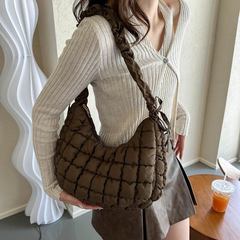 Nylon Bag Handbag Women Tote Bag Top Handle Bag New Personalized Pleated Cloud Bag Fashion Oxford Cloth Shoulder Oblique Dumpling Bubble Bag